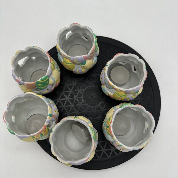 ABC Porcelain Easter Spring Candle Holder with Candles Set of 6 NEW Open Box - Picture 3 of 3